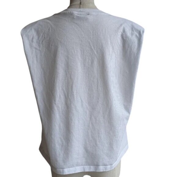 Aritzia Babaton White Padded Shoulder Sleeveless Muscle Tee - Picture 6 of 8